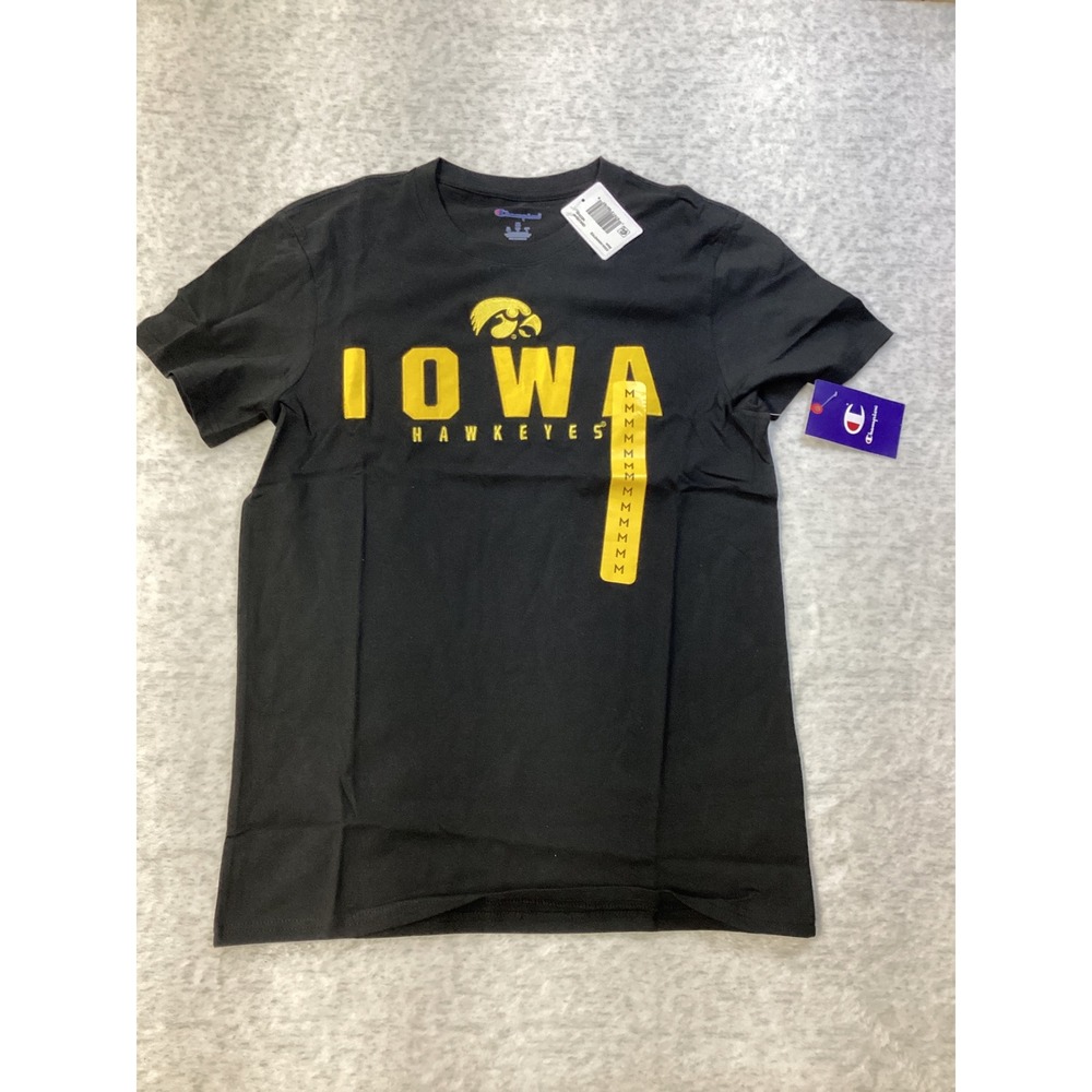 Champion Iowa Hawkeyes Mens Black‎ Graphic T-Shirt CBMCJ1BSAM Medium NEW